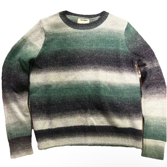 Women’s Old Navy Crew Neck White Blue Green Sweater Size Large - Picture 1 of 3
